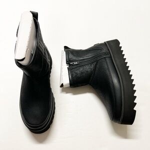 UGG Womens Black Leather Side Zip Classic Rebel Biker Platform Mini Boot Size 10